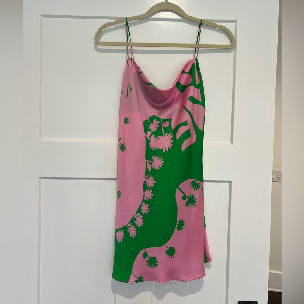 ZARA Pink and Green Slip Dress
